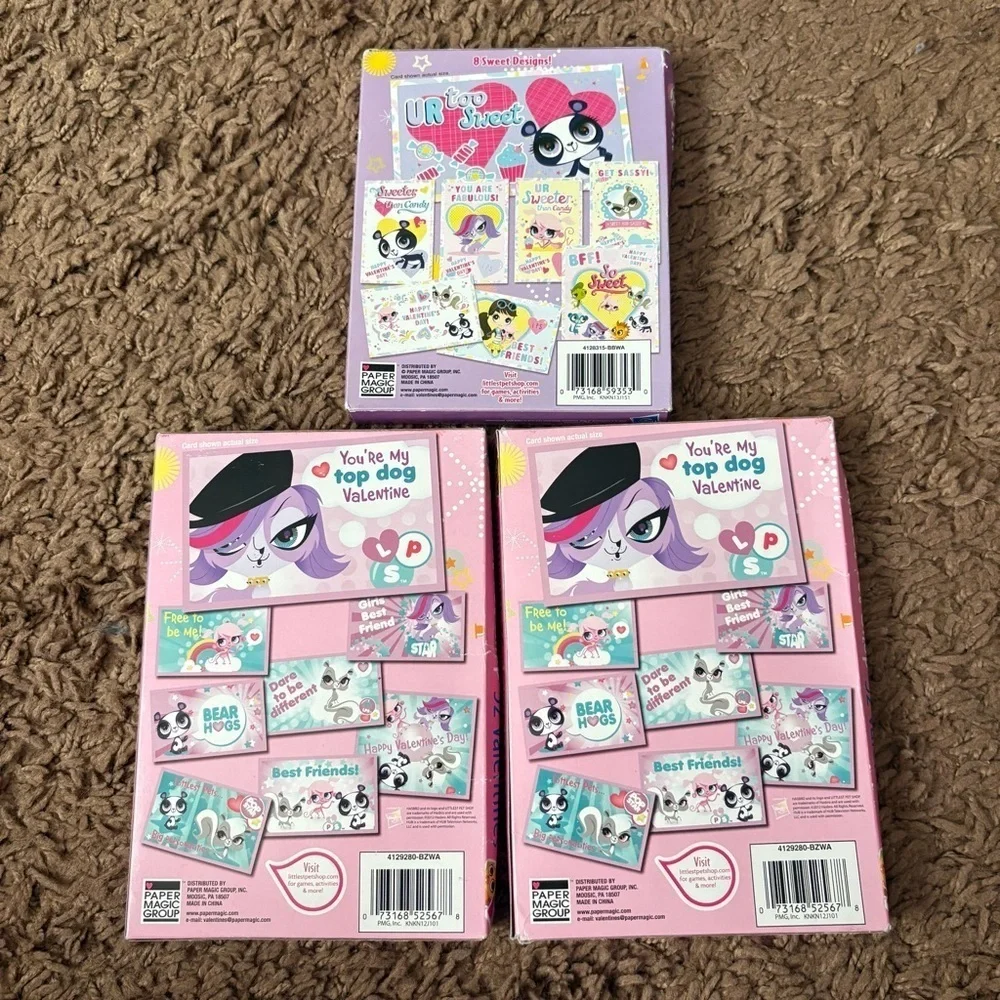 Vintage (3) Littlest Pet Shop 32 Valentines Set Bundle NEW Lot Cards